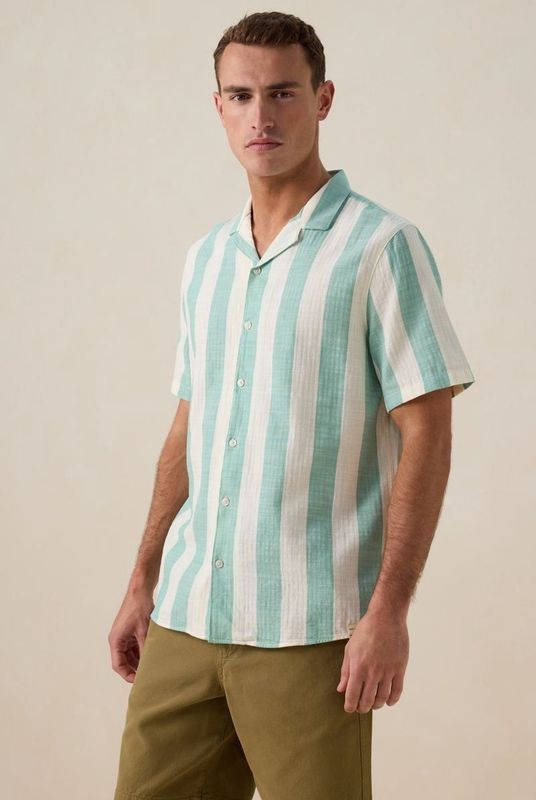 Sissy-Boy - Overhemd - Groen - Korte Mouwen - Katoen