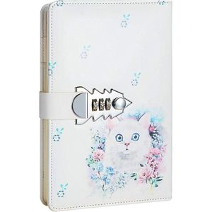 Creative Combination Lock Dagboek Gevoerd Kladblok Hardcover Executive Notebooks 8.46x5.91 inch (geen pen) TPN147 A5 - Kat Design Kladblok