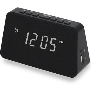 Digitale radiowekker met USB-lader en draadloos opladen – FM-radio, dual alarm en dimbaar LED-display