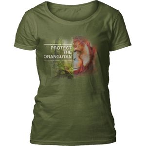 Ladies T-shirt Protect Orangutan Green L