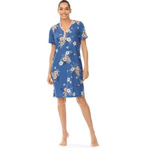 Ascafa Nachthemd 'Blue Passion' - Blauw - Katoen - Maat 46