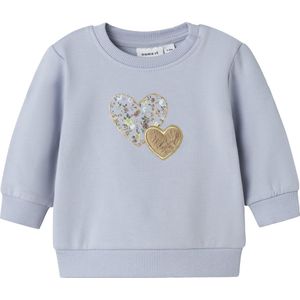 NAME IT - NBFSINDA - wintersweater licht blauw hartje - maat 62