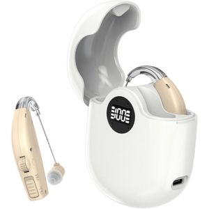 medj-Beige - Gehoorapparaat -Magnetisch- Opberg box - Oplaadbaar in box 2x Intelligent digitaal Gehoorapparaat - 5 Volume standen - Geluid Reductie - Universeel