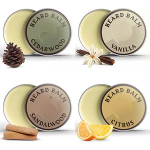 Baardbalsem Conditioner voor Mannen - 4-Pack Variaties met Vanille, Sandelhout, Citrus en Cederhout