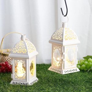 Decoratieve Lantaarns - Hangende Lantaarn 20cm Hoog Op Batterij METAAL LED Fairy Lights - Voor Home Decor Binnenshuis - Woonkamer (Wit) .