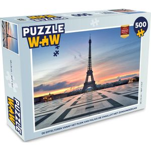 Puzzel De Eiffeltoren vanaf het plein van Palais de Chaillot met zonsondergang - Legpuzzel - Puzzel 500 stukjes