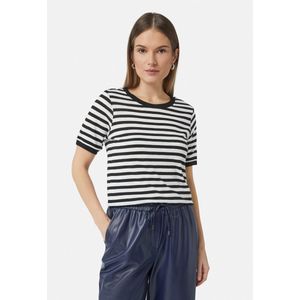 comma - T-shirt - Gestreept - Katoen-Modaalmix - Korte Mouwen