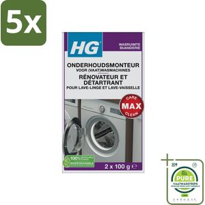 5 x HG Onderhoudsmonteur Voor (Vaat)Wasmachines 200 ml - Grootverpakking - Wasmachine Onderhoud - Vaatwasser Onderhoud - Kalk Verwijderaar - Vuil Verwijderen - Wasmachine Reiniging