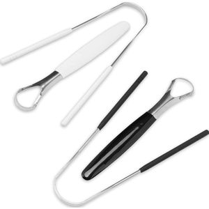 Tongschraper van RVS - Tongreiniger - Tongborstel - 4 stuks