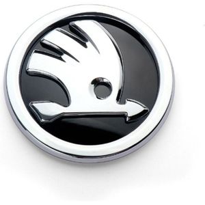 Škoda Embleem - Logo voor Kofferbak/Motorkap - Zwart Badge - 2 Pinnen - 80mm