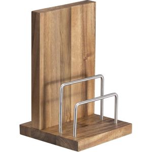 Magnetische houten messenhouder en snijplankhouder - Plaatsbesparend 2-in-1 design - Donkerbruin .