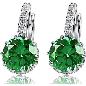Victorious Dames Oorbellen – Groen Bergkristal – Zilver – 2cm