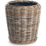 NATURN LIVING Rotan Drypot - ø 50 x 52 cm - Duurzame Plantenbak met Gerecyclede Waterdichte Kunststof Binnenkant - Bloempotten voor Binnen - Plantenmanden - Plantenhouder - Mand voor Planten - Vaderdag Cadeau Geschenk - Vaderdag Cadeaupakket - Grijs