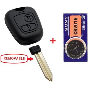 Autosleutel behuizing 2 knoppen met batterij geschikt voor Citroën Berlingo en Peugeot Partner autosleutel.