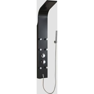 Zwart Aluminium Douchepaneel met Hydromassage en 6 Massagejets