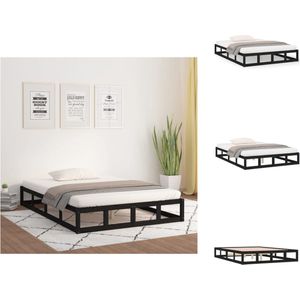 vidaXL Houten Bedframe - 205.5 x 125.5 x 28 cm - Hoogwaardig Massief Grenenhout - Stabiel en Stevig - Geschikt voor 120 x 200 cm Matras - Kleur- Zwart - Bed