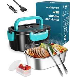 Elektrische Lunchbox Voedselverwarmer 3 in 1 80W - Draagbare Voedselwarmer voor Auto Truck Thuis Werk 12V+24V+220V - met 15L Verwijderbare Roestvrijstalen Container - Warmhoudbakje Reis Auto Truck Thuiswerk