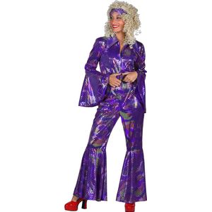 Catsuit Disco - Dames - Disco 80/90 - Hippie - Carnaval - Verkleedkleding - Paars - Maat XL