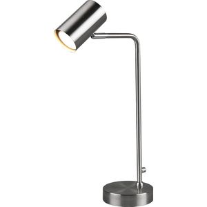 LED Bureaulamp - Tafelverlichting - Torna Milona - GU10 Fitting - Rond - Mat Nikkel - Aluminium