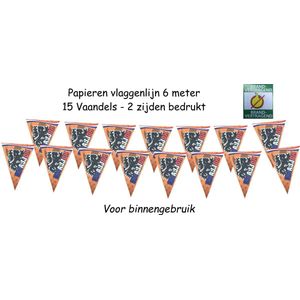 Oranje Vlaggenlijn Holland - Vlaggetjes met Leeuw - Brandvertragend papier - 36 meter