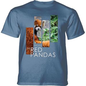 T-shirt Protect Red Panda Split Portrait Blue XXL
