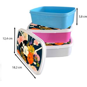 Broodtrommel Roze - Lunchbox - Brooddoos - Bloemen - Vaas - Schilderij - Planten - 18x12x6 cm - Kinderen - Meisje