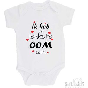 100% katoenen Romper ""Ik heb de leukste OOM ooit!"" Unisex Katoen Wit/zwart/rood Maat 68/74