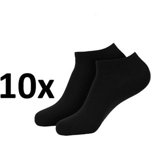 Zwarte enkelsokken – 10 paar – Sneaker sokken heren dames – Maat 36-41 – Lage sokken unisex – Sportsokken katoenmix – Korte sokken zwart – Sokken set