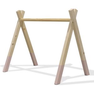 Houten babygym | Massief houten speelboog tipi vorm (zonder hangers) - terra roze | toddie.nl