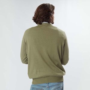 Osborne Knitwear Trui met ronde hals - Katoen - Khaki - L