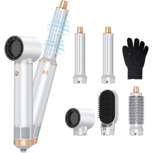 ApexArte® Fohnborstel - Krulborstel - Krultang 5 in 1 - Platina