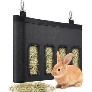 AnimalPalace® Hooiruif Knaagdieren - 4 Gaten - Hooruif Konijn - Hooruif Cavia - Hooiruif - Hooizak - Hooitas - Hooinet - Hooihouder - Stoffen Hooiruif Met Haakjes - Voorkomt Verspilling