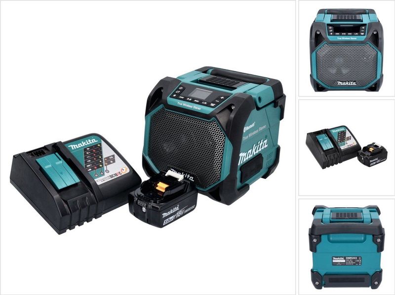 Makita DMR 203 - Bluetooth-luidspreker - 12 V 18 V - IP64 - Inclusief 1x accu 5,0 Ah en oplader