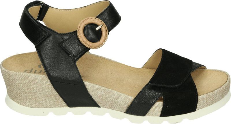Durea - 7425 G - Sandalen - Zwart - Leer/Suede - Uitneembaar Voetbed