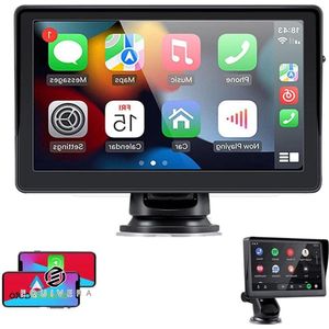 Equivera Portable Eenvoudige installatie Auto Display Smart Stereo - Draadloze Carplay Android Auto - 12V 24V VAN 7 inch IPS Touchscreen Bluetooth 5.0 Mirror Link Carplay scherm