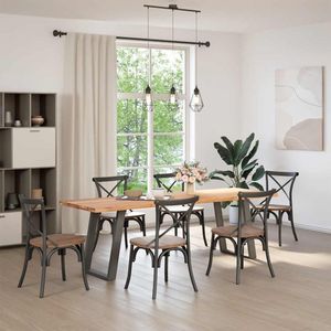 vidaXL Eettafel - Eettafels - Eetkamertafel - Keukentafel - Eettafel met natuurlijke rand 240x80x74 cm massief eikenhout