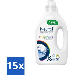 Neutral Vloeibaar Wasmiddel Kleur 20 Wasbeurten 1 liter - Bulkverpakking - 15 stuks