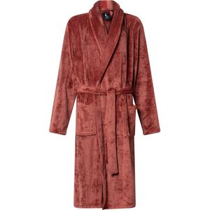 Lunatex - dames badjas - coral fleece - roodbruin - XL/XXL