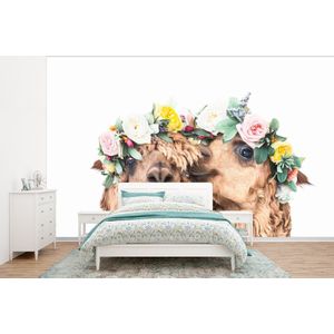 Alpaca - Bloemen - Dieren - Natuur - Behangpapier