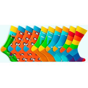 Voordeelbundel | Grappige sokken | Kleurrijke dames sokken | Maat: 36-40 | 10 paar