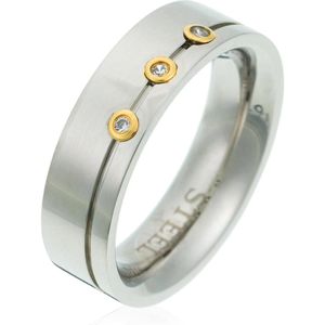 Orphelia RSG-024/54 - Ring bicolor - Roestvrij staal / Zirkonia - 0.6 cm - Maat 17.25 mm (54)