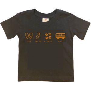 Shirt Aankondiging zwangerschap Rebus Ik word grote zus | korte mouw | zwart/tan | maat 122/128 zwangerschap aankondiging bekendmaking Baby big sis sister Grote Zus