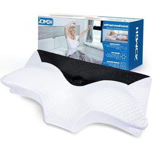 Memory Foam Cervicale Kussen - Orthopedisch Nekkussen voor Zijslapers - Zwart - 70 x 40 x 8.5/14cm hoofdkussen nekklachten