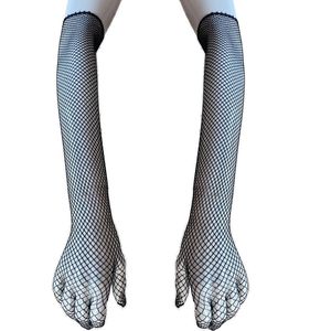BamBella® -Handschoenen Panty net vistnet stof Bruin mesh onesize Sexy Lange Elastische handschoen