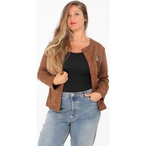 Daim vestje met knopen - bruin - Maat 50/52