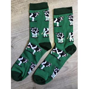 Huissokken - KOEIEN - Groen - Maat 35-41