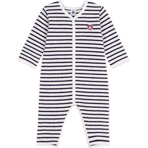 Petit Bateau Gestreepte katoenen babypyjama zonder voetjes met print