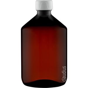 Lege Plastic Fles 500 ml PET Amber bruin - met witte dop - set van 10 stuks - Navulbaar - Leeg