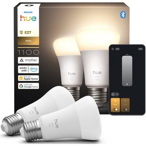 Philips - Hue Smart Lamp - Wit - E27 - Peer A60 - 2 Stuks