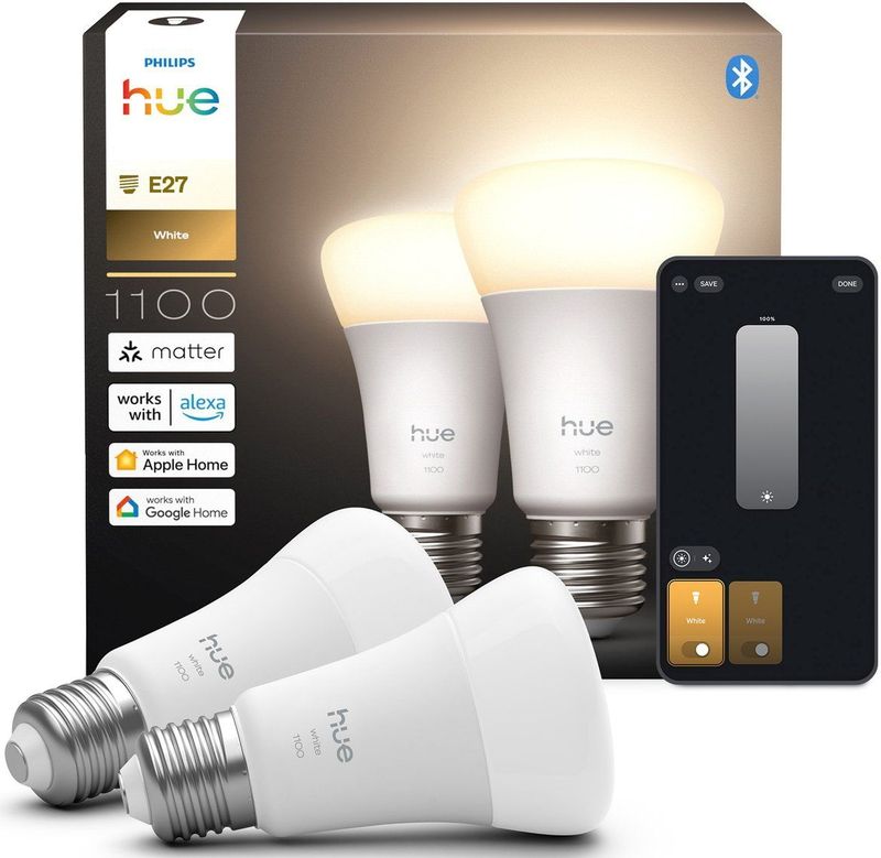 Philips - Hue Smart Lamp - Wit - E27 - Peer A60 - 2 Stuks